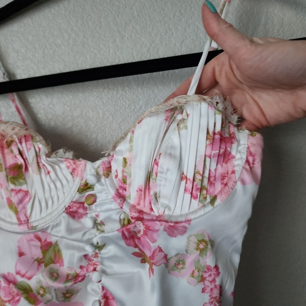 FOR LOVE & LEMONS x VICTORIAS SECRET bustier bra silky top floral coquette - Picture 5 of 7